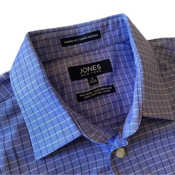 Men’s JONES NEW YORK Modern Fit Non-Iron 100% Cotton Long Sleeve Button Down - Picture 3 of 4